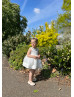 Ivory Organza Diamond Crystals Embellished Flower Girl Dress Ivory Organza Diamond Crystals Embellished Flower Girl Dress